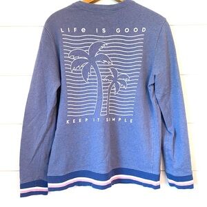 “Life is Good” Blue Sweater (size small)